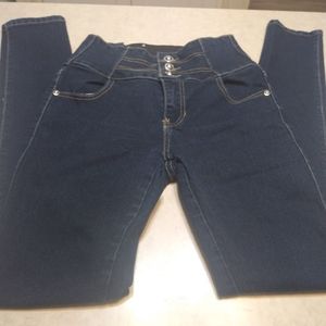 Diamante stretch jeans w/wide waistband size 7